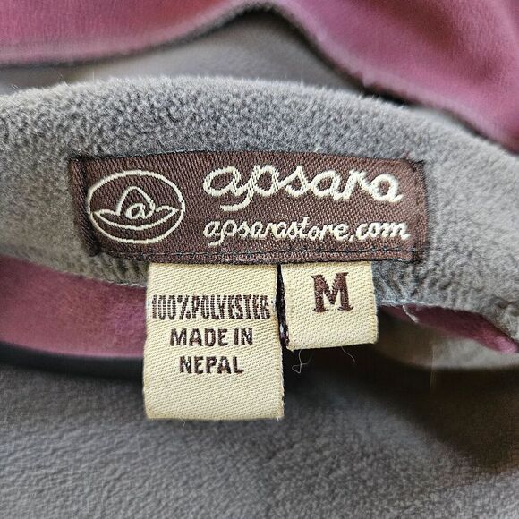 APSARA Womens Reversible Fleece Coat Medium Purple Taupe Horn Shape Buttons - Picture 9 of 10